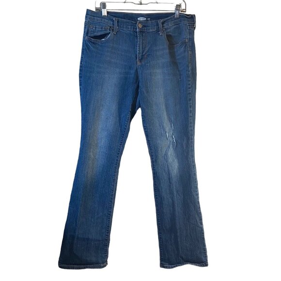 Old Navy Women Med Wash Curvy Mid Rise Bootcut Distressed Denim Jeans Size 12 - Picture 3 of 13